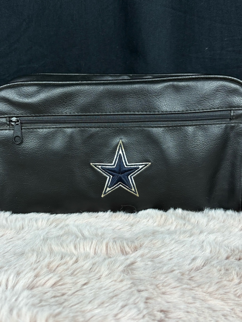 Dallas Cowboys Black Faux Leather Star Logo Toiletry Travel Bag